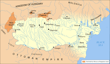 Map of Wallachia around 1404