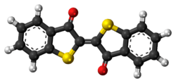 Ball-and-stick model of the thioindigo molecule