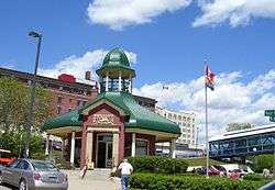 View of Thunder Bay Tourist Pagoda and surrounding buildings