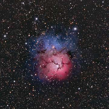 The Trifid Nebula in Sagittarius, photograph by Hunter Wilson.