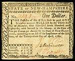 New Hampshire colonial currency, 1 dollar, 1780 (obverse)