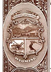 Wyoming territory coat of arms from the reverse of the National Bank Note Series 1882BB