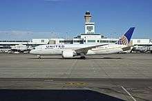 United Airlines plane in flight