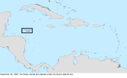 Map of the change to the United States in the Caribbean Sea on December 30, 1862