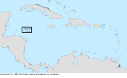 Map of the change to the United States in the Caribbean Sea on November 15, 1923