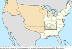 Map of the change to the United States in central North America on May 12, 1820