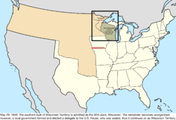 Map of the change to the United States in central North America on May 29, 1848