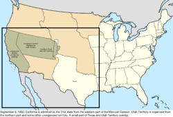 Map of the change to the United States in central North America on September 9, 1850