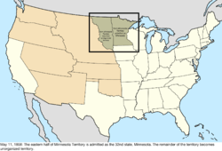 Map of the change to the United States in central North America on May 11, 1858