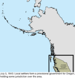 Map of the change to the United States in northwest North America on July 5, 1843