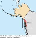 Map of the change to the United States in northwest North America on July 20, 1871