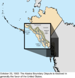 Map of the change to the United States in northwest North America on October 20, 1903