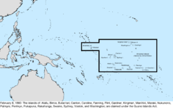 Map of the change to the United States in the Pacific Ocean on February 8, 1860