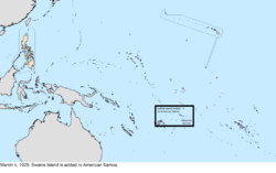 Map of the change to the United States in the Pacific Ocean on March 4, 1925