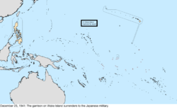 Map of the change to the United States in the Pacific Ocean on December 23, 1941