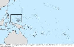 Map of the change to the United States in the Pacific Ocean on October 1, 1994