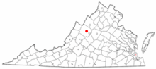 State map highlighting City of Staunton