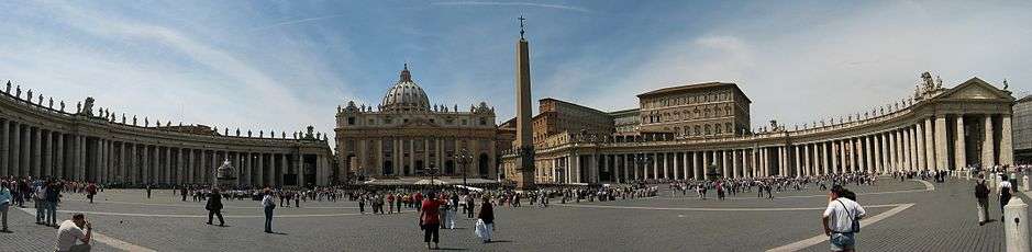 St. Peter's Square, the basilica and obelisk, from Piazza Pio XII