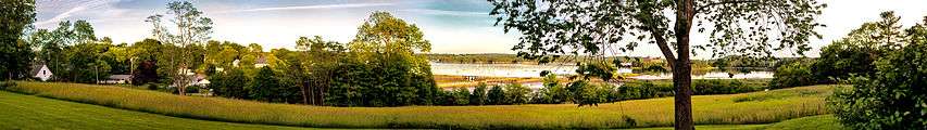 Panoramic view looking out from Castle Tucker, Wiscasset, Maine, USA