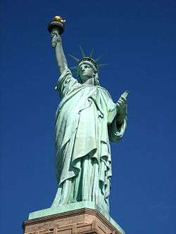 Statue of Liberty, seen from the statue's front-left and below