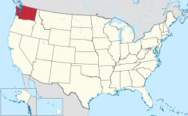 Map of the United States with Washington highlighted