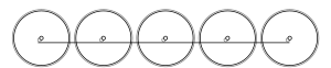 Diagram of five large driving wheels joined together by a coupling rod