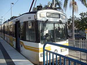 Metro Blue Line train at Willow Street station.