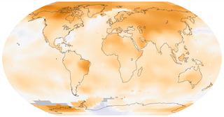 Map of temperature changes across the world