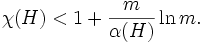 \chi(H) < 1 + \frac{m}{\alpha(H)}\ln m.