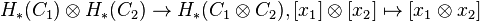 H_\ast(C_1)\otimes H_\ast(C_2) \to H_\ast(C_1\otimes C_2), [x_1]\otimes[x_2] \mapsto [x_1\otimes x_2]