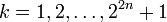 k=1,2,\ldots,2^{2n}+1