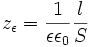 z_\epsilon = \frac{1}{\epsilon \epsilon_0}\frac{l}{S}