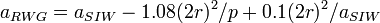 
a_{RWG}=a_{SIW}-1.08(2r)^2/p + 0.1 (2r)^2/a_{SIW}
 