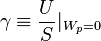  \gamma\equiv\frac{U}{S} |_{W_{p}=0} \!\,