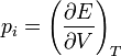 p_i=\left(\frac{\partial E}{\partial V}\right)_T\,