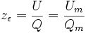 z_\epsilon = \frac{U}{Q} = \frac{U_m}{Q_m}